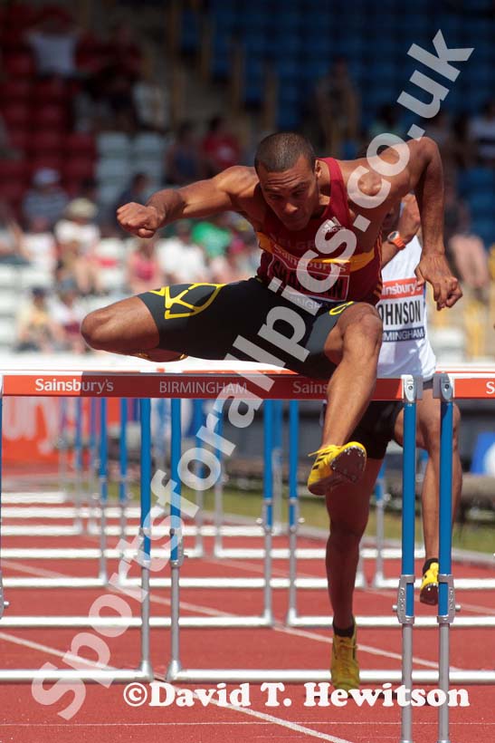 James Dasaolu breaking 10 seconds in the 100 metres at the Sainsbury's British Championships, Birmingham.